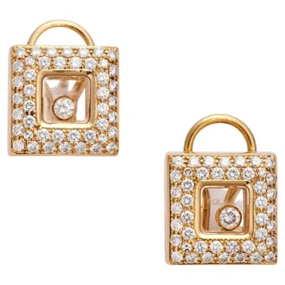 Pre-owned Chopard Happy Diamonds 18k Gold Earrings With 0.82ct Diamonds, 2010 In Multiple