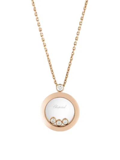 Chopard Happy Diamonds 18k Rose Gold & Diamond Round Pendant Necklace