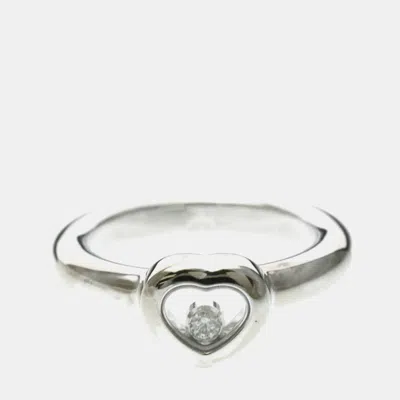 Pre-owned Chopard Happy Diamonds 18k White Gold And Diamond Ring Eu 51