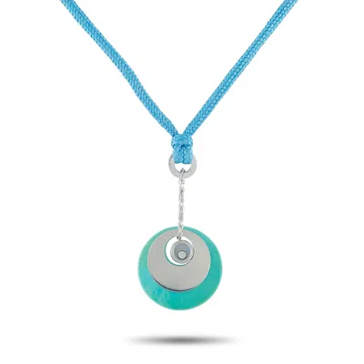 Chopard Happy Diamonds 18k White Gold Diamond And Turquoise Cord Necklace Ch04-072825