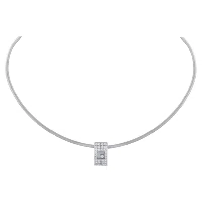 Pre-owned Chopard Happy Diamonds 18k White Gold Diamond Necklace Ch36-050526