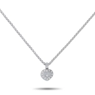 Chopard Happy Diamonds 18k White Gold Diamond Pendant Necklace Ch06-050626 In Silver