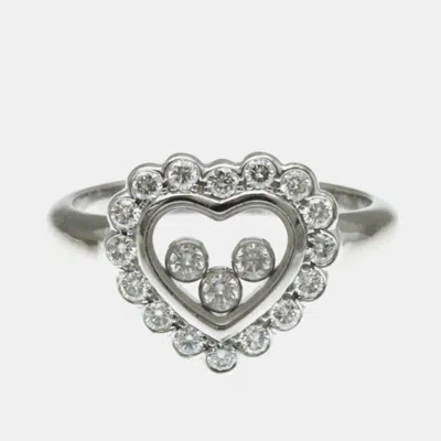 Pre-owned Chopard Happy Diamonds 18k White Gold Diamonds Ring Eu 55