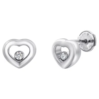 Pre-owned Chopard Happy Diamonds 18k White Gold Heart Stud Earrings, 0.10ct