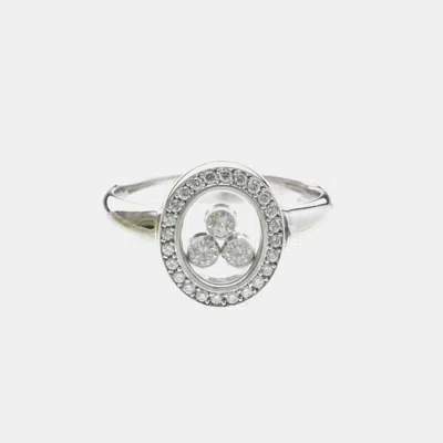 Pre-owned Chopard Happy Diamonds 18k White Gold Ring Eu 48