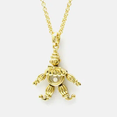 Pre-owned Chopard Happy Diamonds 18k Yellow Gold And Diamond Pendant Necklace