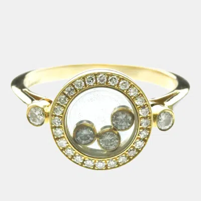 Pre-owned Chopard Happy Diamonds 18k Yellow Gold Diamond Band Ring Eu 53
