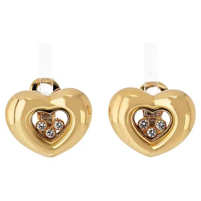 Pre-owned Chopard Happy Diamonds 18k Yellow Gold Three Diamond Floating 0.25cttw Earrings
