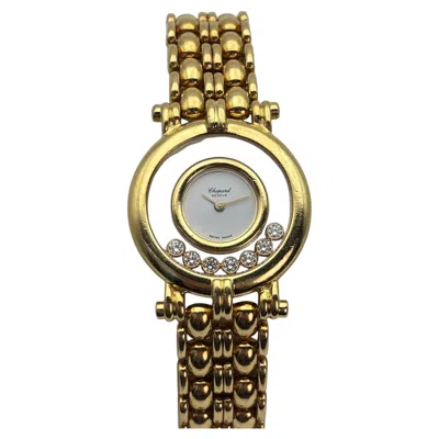 Pre-owned Chopard Happy Diamonds 18k Yellow Gold Watch With 7 Floating Diamonds