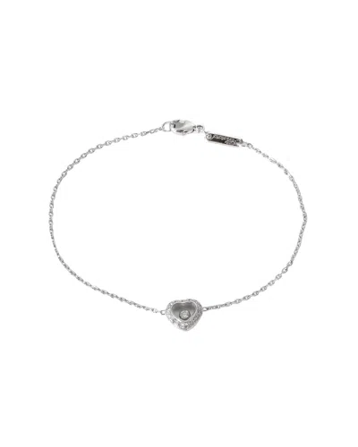 Chopard Happy Diamonds Bracelet In 18k White Gold 0.19 Ctw In Silver