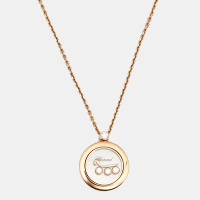 Pre-owned Chopard Happy Diamonds Floating Arabic Letter M Diamond 18k Rose Gold Necklace