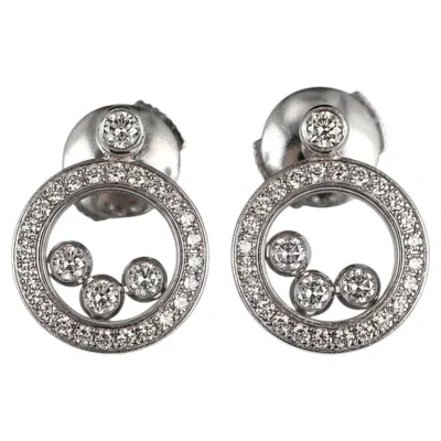 Pre-owned Chopard Happy Diamonds Floating Diamond 18k White Gold Stud Earrings