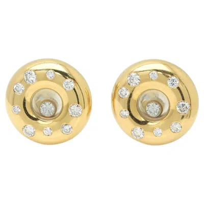 Pre-owned Chopard Happy Diamonds Gold Earrings 18k Yellow Gold