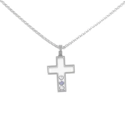 Pre-owned Chopard Happy Diamonds Gold Necklace Jewelry () In Silver