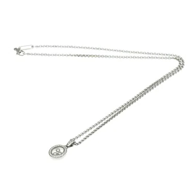 Pre-owned Chopard Happy Diamonds Gold Necklace Jewelry () In Silver