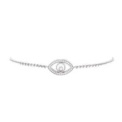 Chopard Happy Diamonds Good Luck Charms Eye Bracelet 18k White Gold With Pave Diamonds And 1 Floating Diamon In Metallic