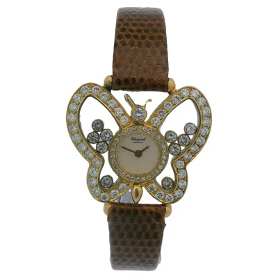 Pre-owned Chopard Happy Diamonds Happy Butterfly 18k Yellow Gold Ladies Watch