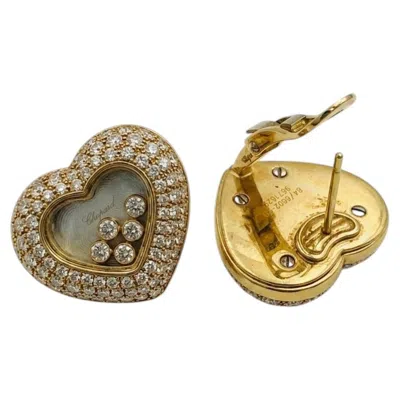 Pre-owned Chopard Happy Diamonds Heart 18k Yellow Gold Diamond Clip-on Earrings