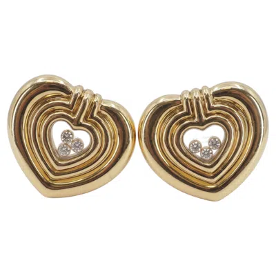 Pre-owned Chopard Happy Diamonds Heart 18k Yellow Gold Stud Earrings