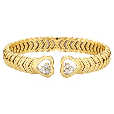 Pre-owned Chopard Happy Diamonds Heart Bangle Bracelet 18k Tri-color Gold In Multi