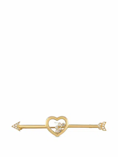 Pre-owned Chopard Happy Diamonds Heart Brooch In Gold