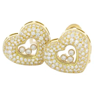 Pre-owned Chopard Happy Diamonds Heart Earrings 2.80ct Diamond 18k Yellow Gold