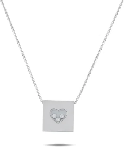Pre-owned Chopard Happy Diamonds Heart Necklace In Silver