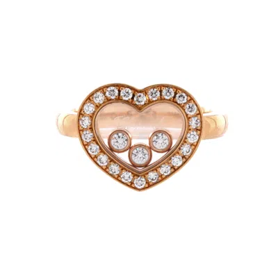 Chopard Happy Diamonds Heart Ring 18k Rose Gold With Diamonds And 3 Floating Diamonds In Silver