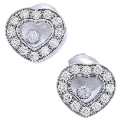 Pre-owned Chopard Happy Diamonds Heart Studs In 18kt White Gold