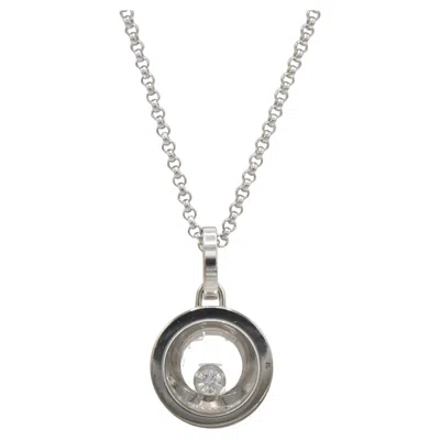 Pre-owned Chopard Happy Diamonds Icon 18 Karat White Gold Floating Circle Disc Necklace