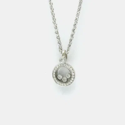 Pre-owned Chopard Happy Diamonds Icon 18k White Gold And Diamond Pendant Necklace