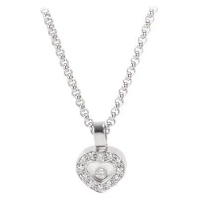 Pre-owned Chopard Happy Diamonds Icons Heart Pendant Necklace 18kwg 0.34 Ct, +certificate In Multi