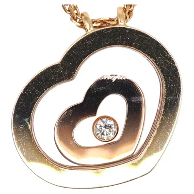 Pre-owned Chopard Happy Diamonds K18 Rose Gold Diamond Heart Pendant Necklace In Red