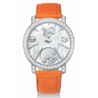 Chopard Happy Diamonds Mother Of Pearl Diamond Dial Ladies Watch 207450-0001 In Orange