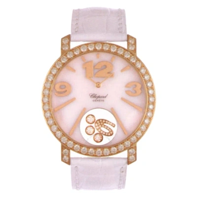 Chopard Happy Diamonds Mother Of Pearl Leather Ladies Watch 207450-5005 In Pink