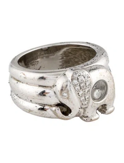 Pre-owned Chopard Happy Diamonds Pavé Elephant Ring In Multi