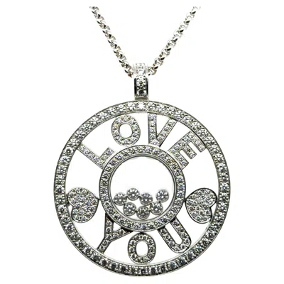 Pre-owned Chopard Happy Diamonds Pendant Necklace In 18k White Gold By