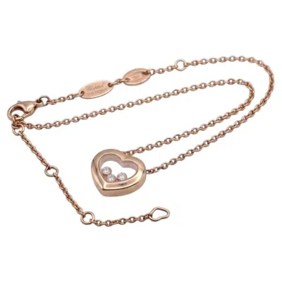 Pre-owned Chopard Happy Diamonds Rose Gold Floating Diamond Heart Pendant Necklace In Red