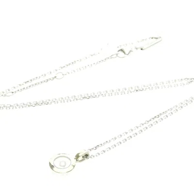 Pre-owned Chopard Happy Diamonds Round Pendant 18k White Gold With 1 Floating Diamond Silver White_gold Neckla