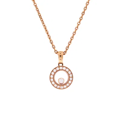 Chopard Happy Diamonds Round Pendant Necklace 18k Rose Gold With Diamonds And 1 Floating Diamonds In Red