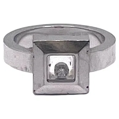 Pre-owned Chopard Happy Diamonds Square Floating Diamond Ring In White Gold