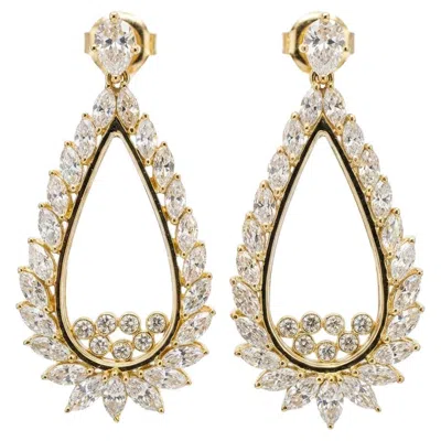 Pre-owned Chopard Happy Diamonds Teardrop Earrings In 18k Yellow Gold With Floating Diamon
