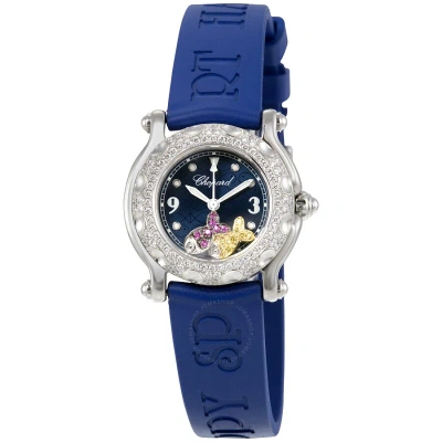 Chopard Happy Fish Blue Dial Blue Leather Ladies Watch 278924-2001