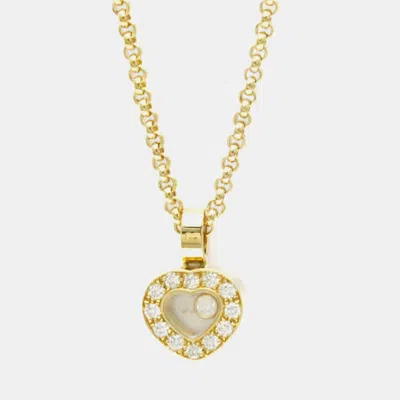 Pre-owned Chopard Happy Hearts 18k Yellow Gold Diamond Pendant Necklace