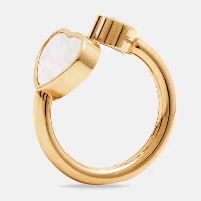 Pre-owned Chopard Happy Hearts Diamond Mother Of Pearl 18k Rose Gold Rings Size 47