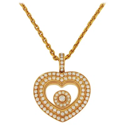 Pre-owned Chopard Happy Hearts Diamond Rose Gold Pendant Necklace 18 Karat Box In Red