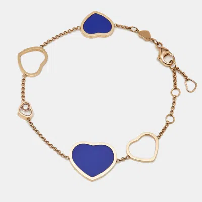 Pre-owned Chopard Happy Hearts Lapis Lazuli Diamond 18k Rose Gold Bracelet