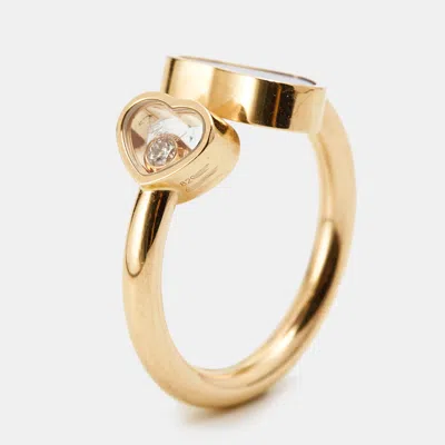 Pre-owned Chopard Happy Hearts Lapiz Lazuli Diamond 18k Rose Gold Ring Size 50