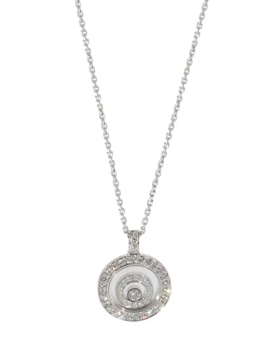Chopard Happy Spirit Circle Diamond Necklace In 18k White Gold 0.72 Ctw In Silver