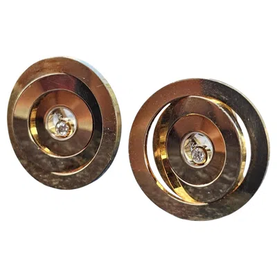 Pre-owned Chopard Happy Spirit Range 3 Cirlces Diamond Earrings 18k Yellow Gold 22.3g